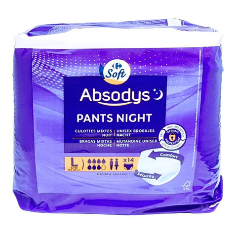 Carrefour - Absodys成人紙尿褲 – 夜用型 (男女適用 | 大碼) 