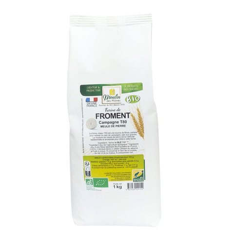 Moulin Des Moines French Organic & Fair Trade Stone-ground T80 Country Wheat Flour