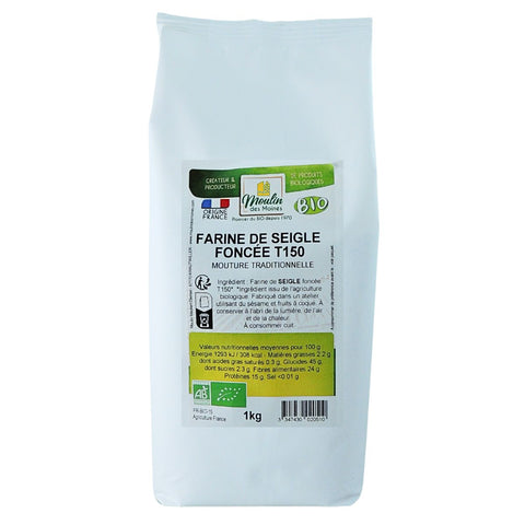 Moulin Des Moines French Organic Whole Dark Rye Flour T150