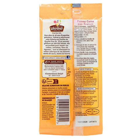 Vahine Gold Gelatine Sheets Back